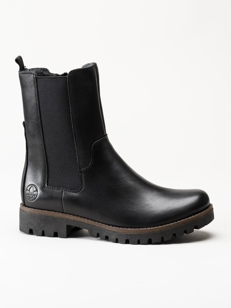 Rieker - Svarta höga chelsea boots i skinn