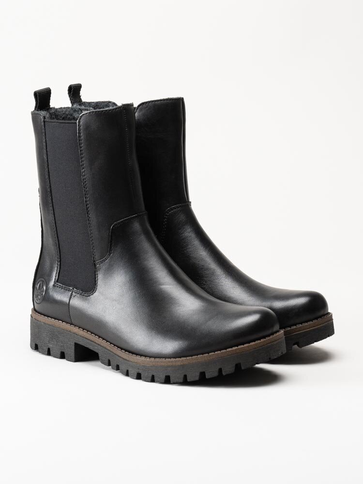 Rieker - Svarta höga chelsea boots i skinn