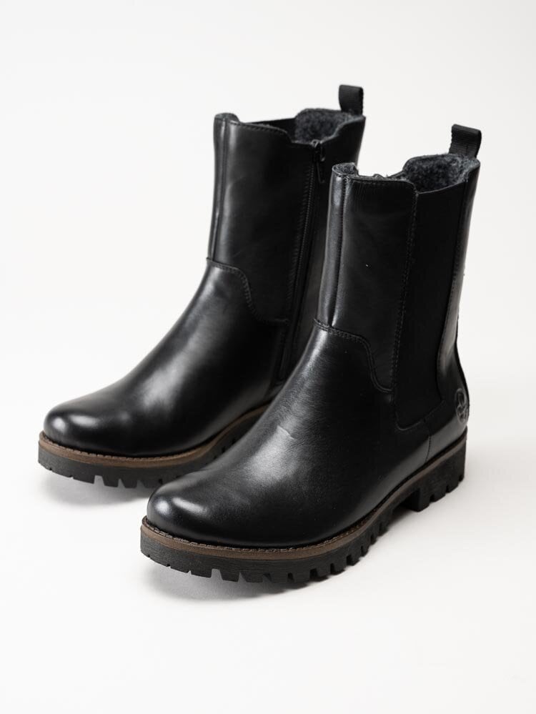 Rieker - Svarta höga chelsea boots i skinn