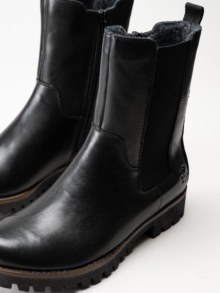 Rieker - Svarta höga chelsea boots i skinn