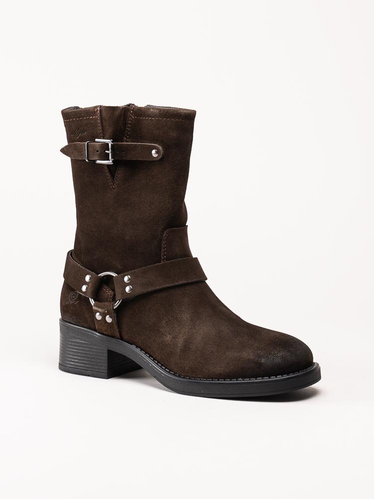 Rosa Negra - Mörkbruna boots i oljad mocka