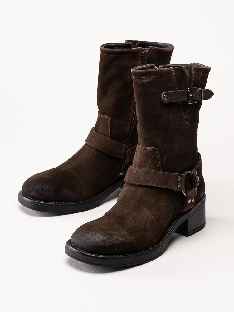 Rosa Negra - Mörkbruna boots i oljad mocka