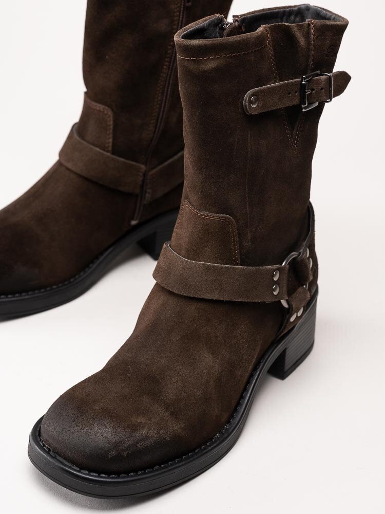 Rosa Negra - Mörkbruna boots i oljad mocka