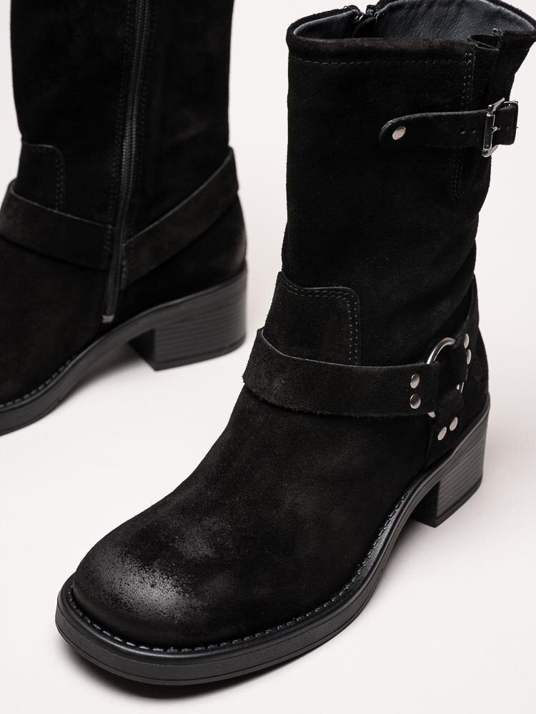 Rosa Negra - Svarta boots i oljad mocka