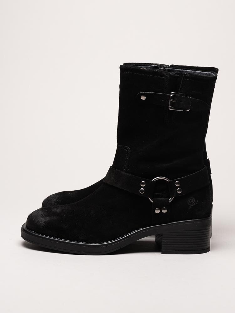 Rosa Negra - Svarta boots i oljad mocka