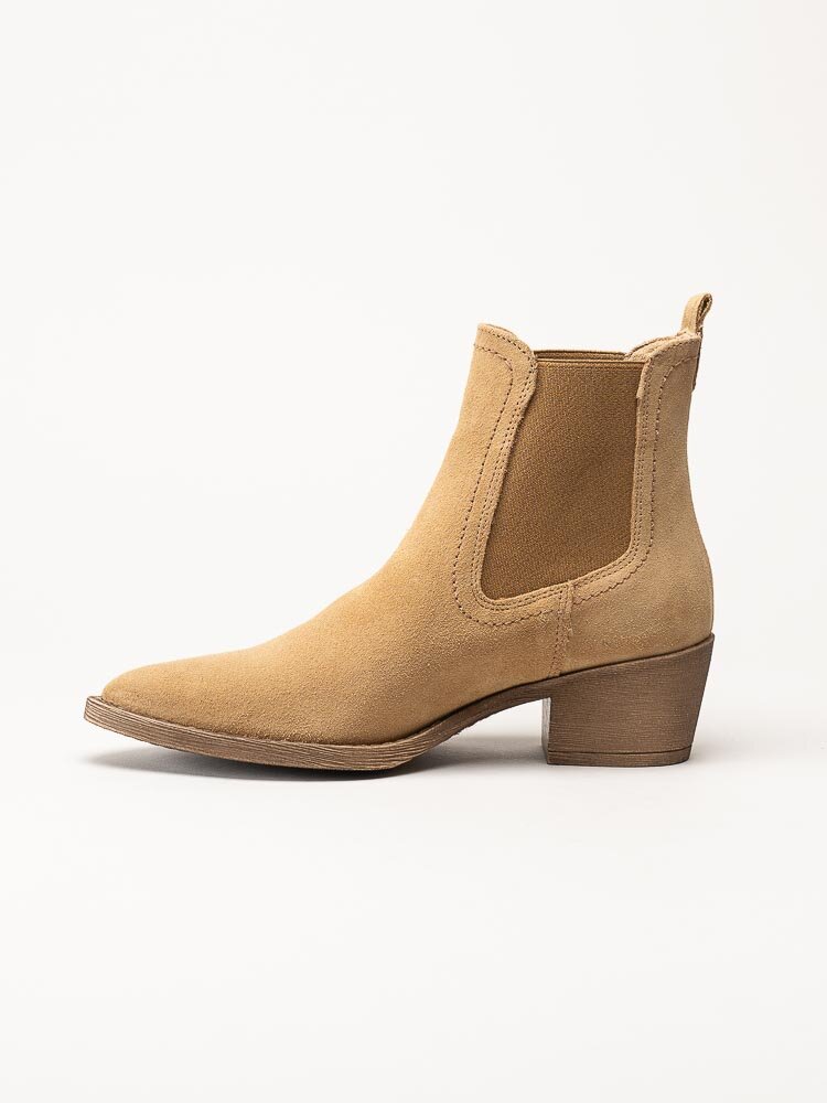 Tamaris - Beige westerninspirerade boots i mocka