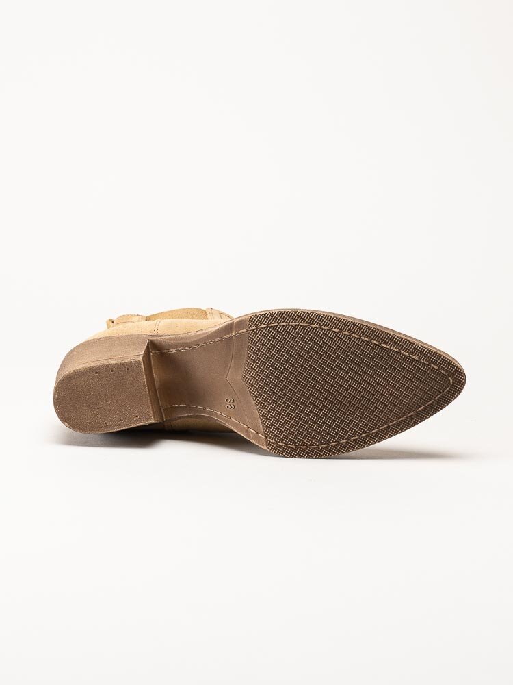 Tamaris - Beige westerninspirerade boots i mocka