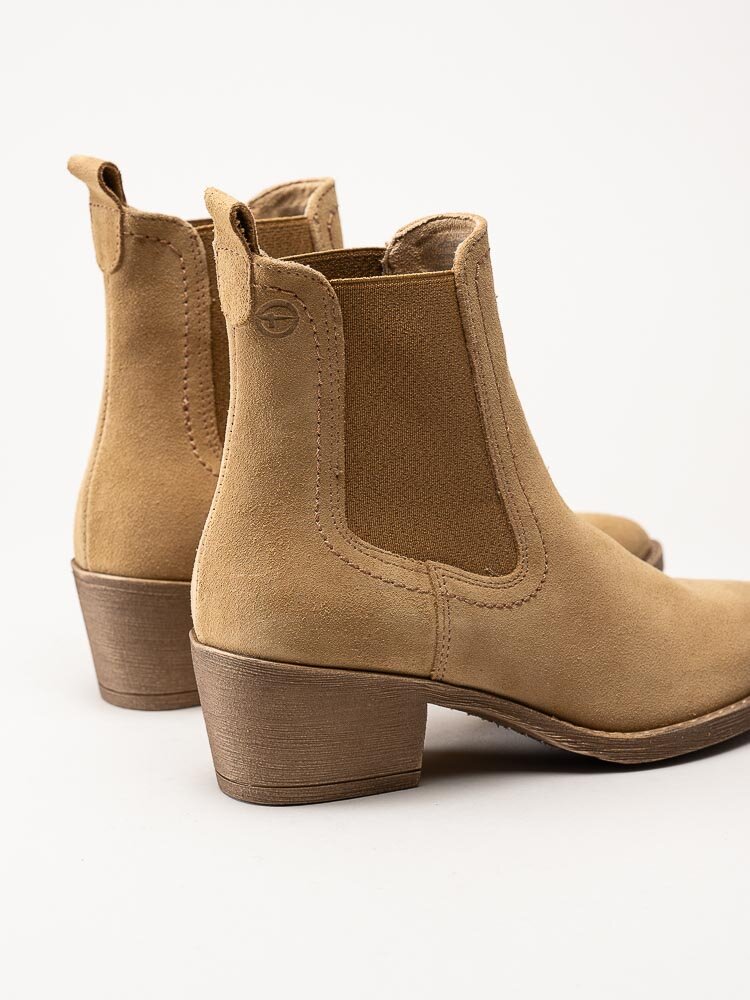 Tamaris - Beige westerninspirerade boots i mocka