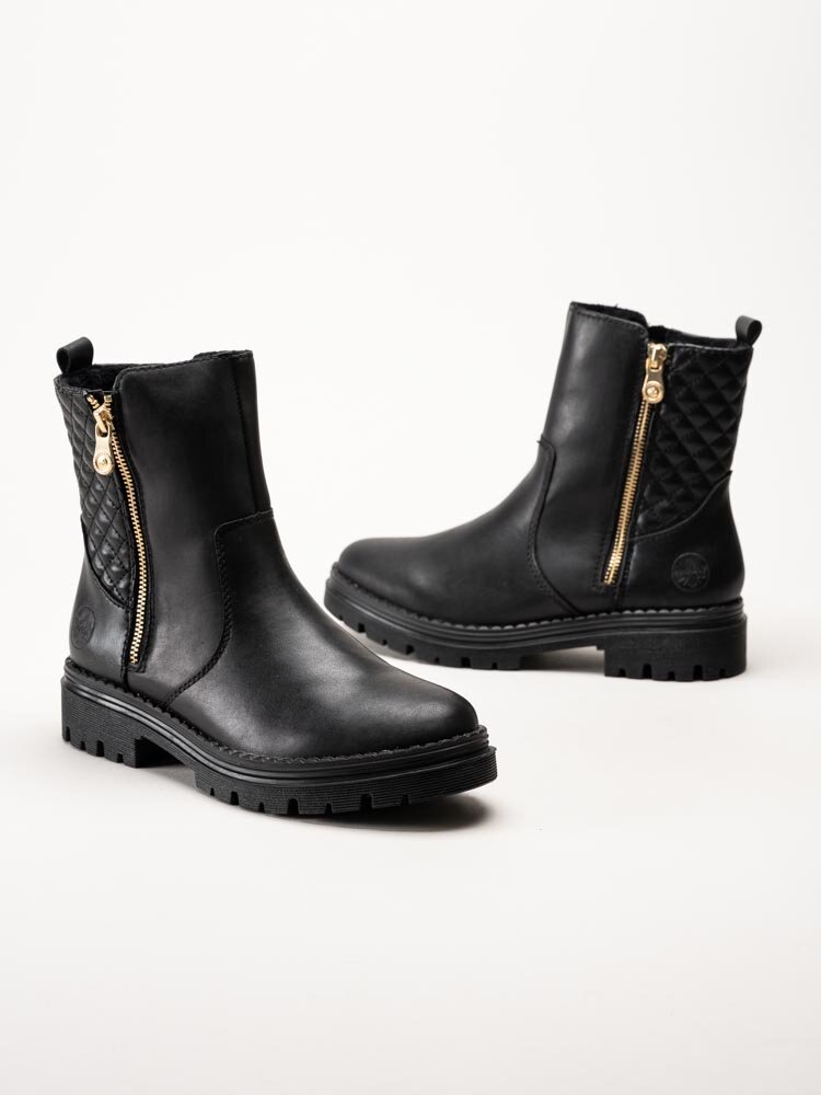 Rieker - Svarta fodrade boots i skinn