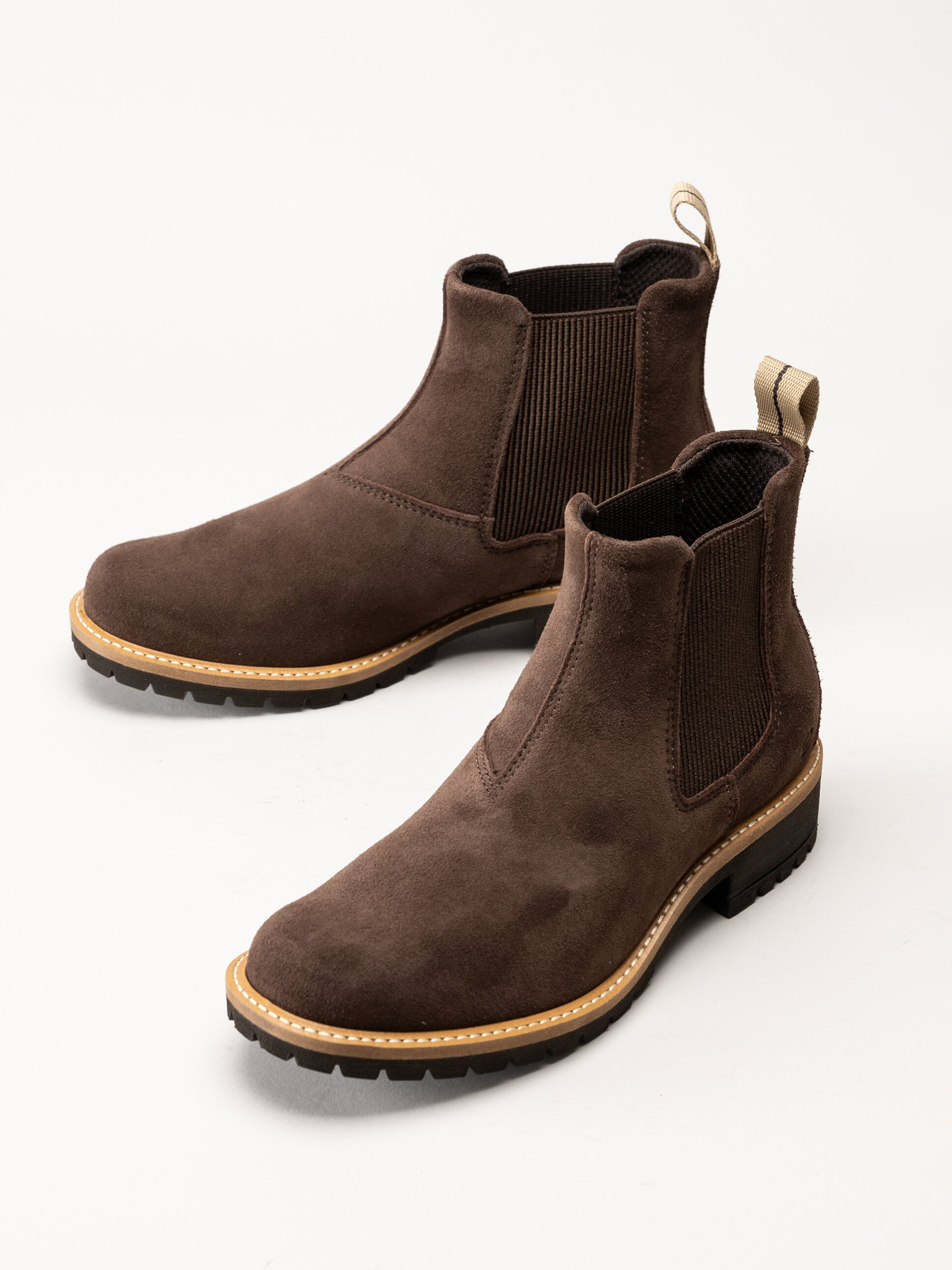 Ecco - Elaina - Mörkbruna chelsea boots i mocka