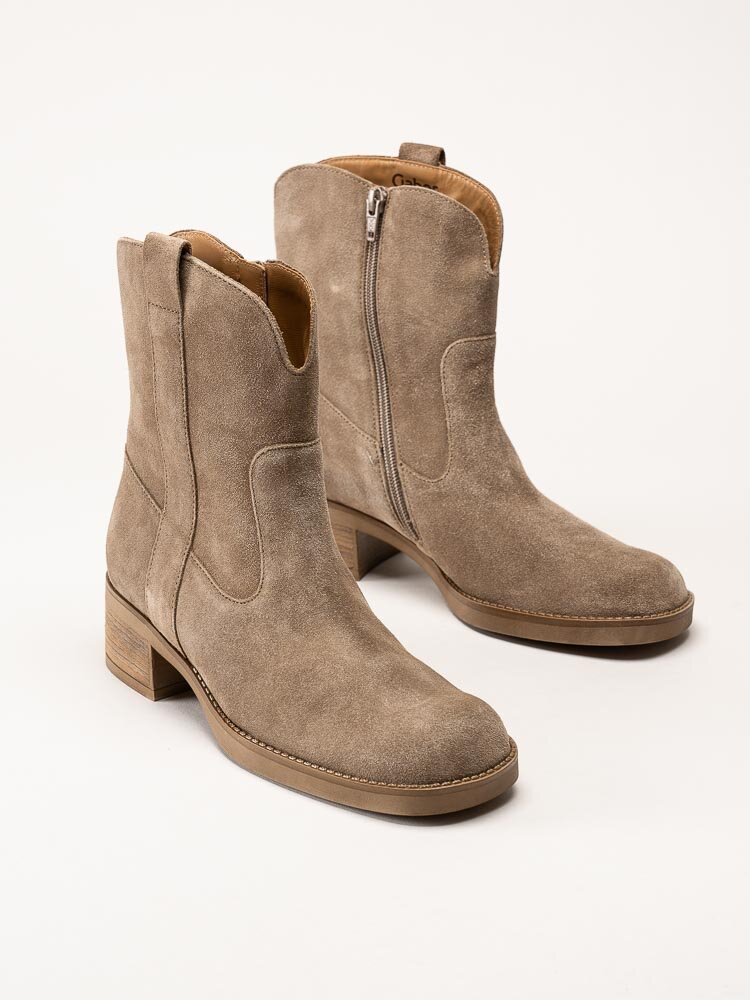 Gabor - Beige western boots i mocka