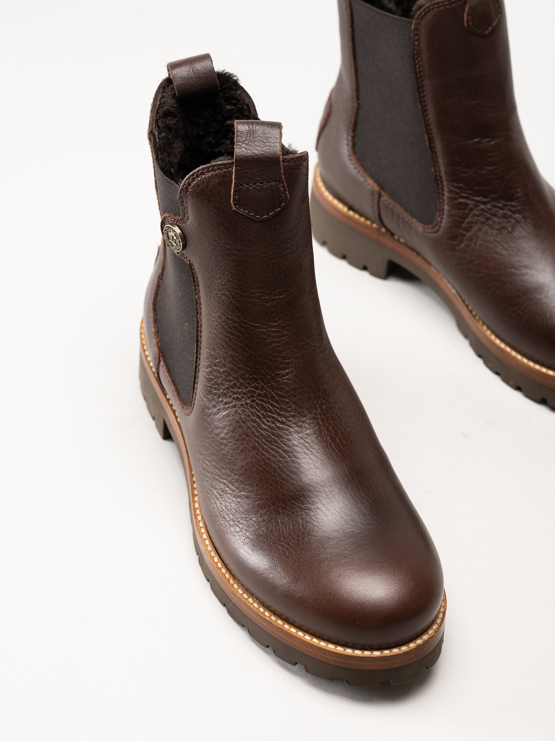 Panama Jack - fransesca Igloo - Bruna fårskinnsfodrade chelsea boots