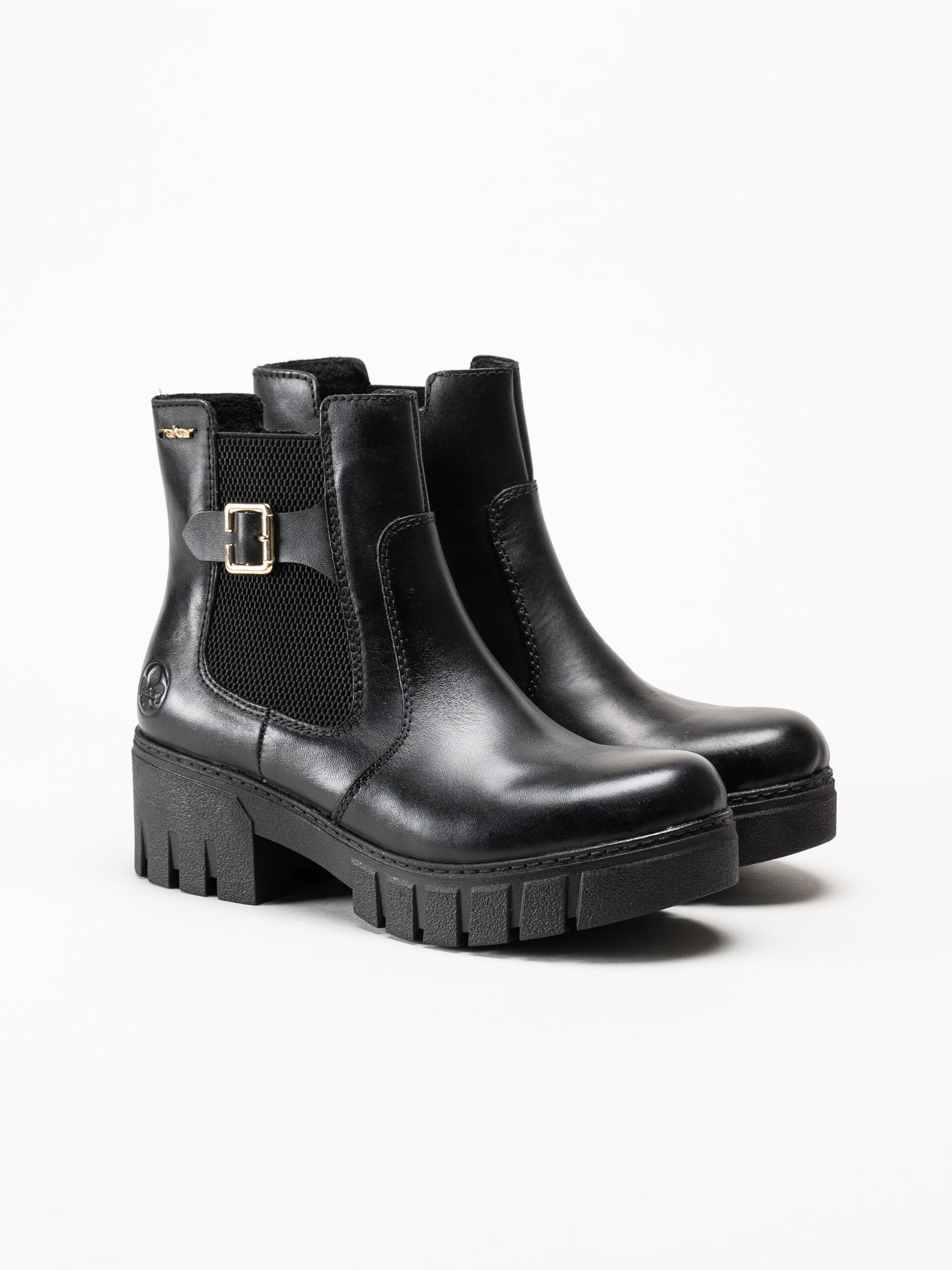 Rieker - Svarta boots i skinn