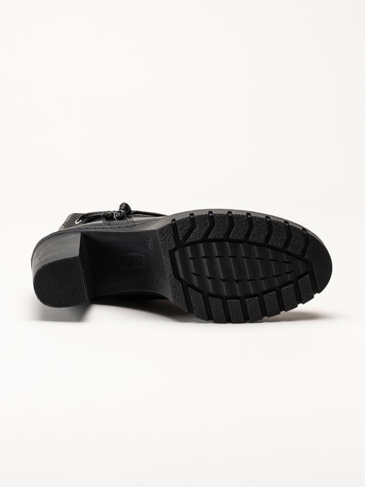 Rieker - Svarta skinnboots med klack