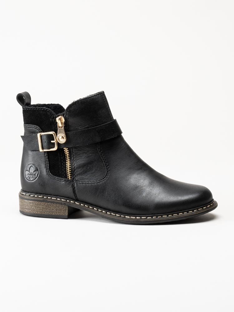Rieker - Svarta jordpurboots i skinn