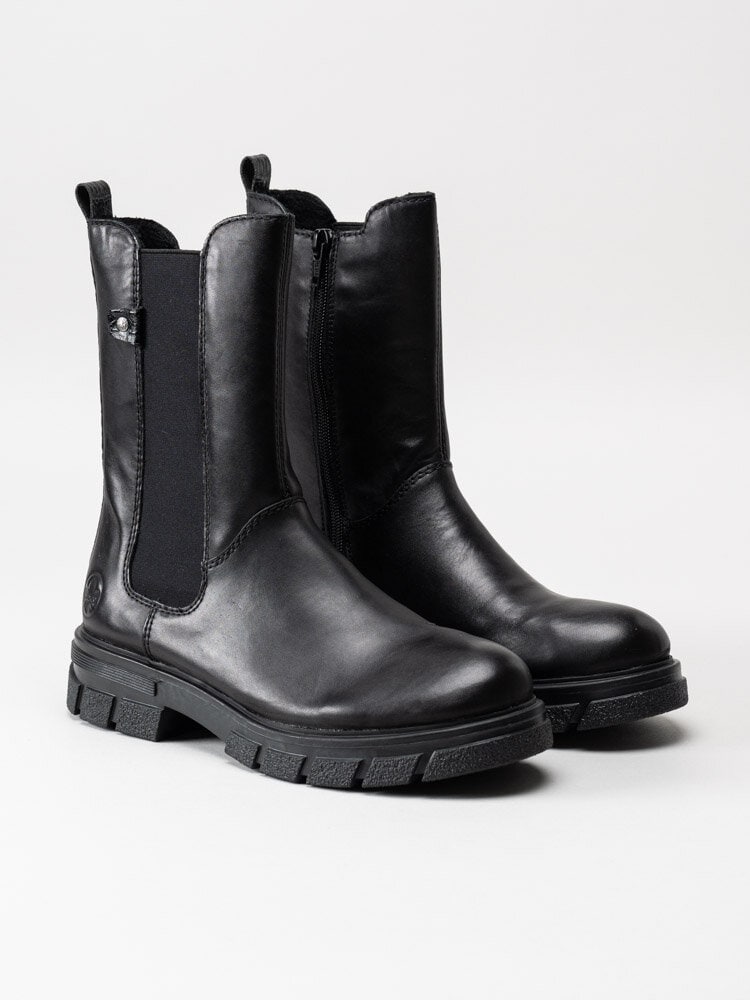 Rieker - Svarta höga chelsea boots i skinn