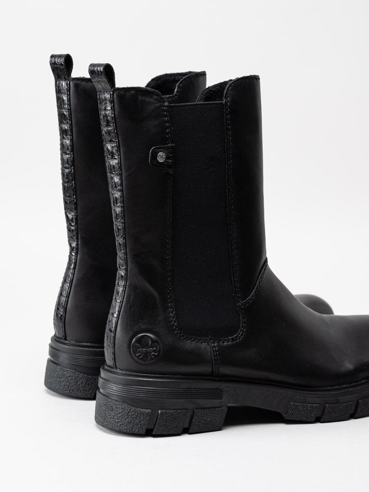 Rieker - Svarta höga chelsea boots i skinn