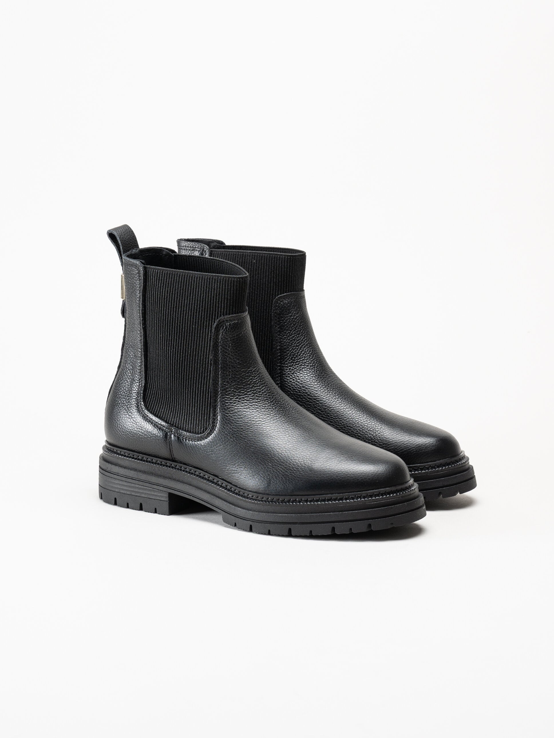 Tommy Hilfiger - TH PLAQUE PEBBLE CHELSEA WARM - Svarta chelsea boots i skinn
