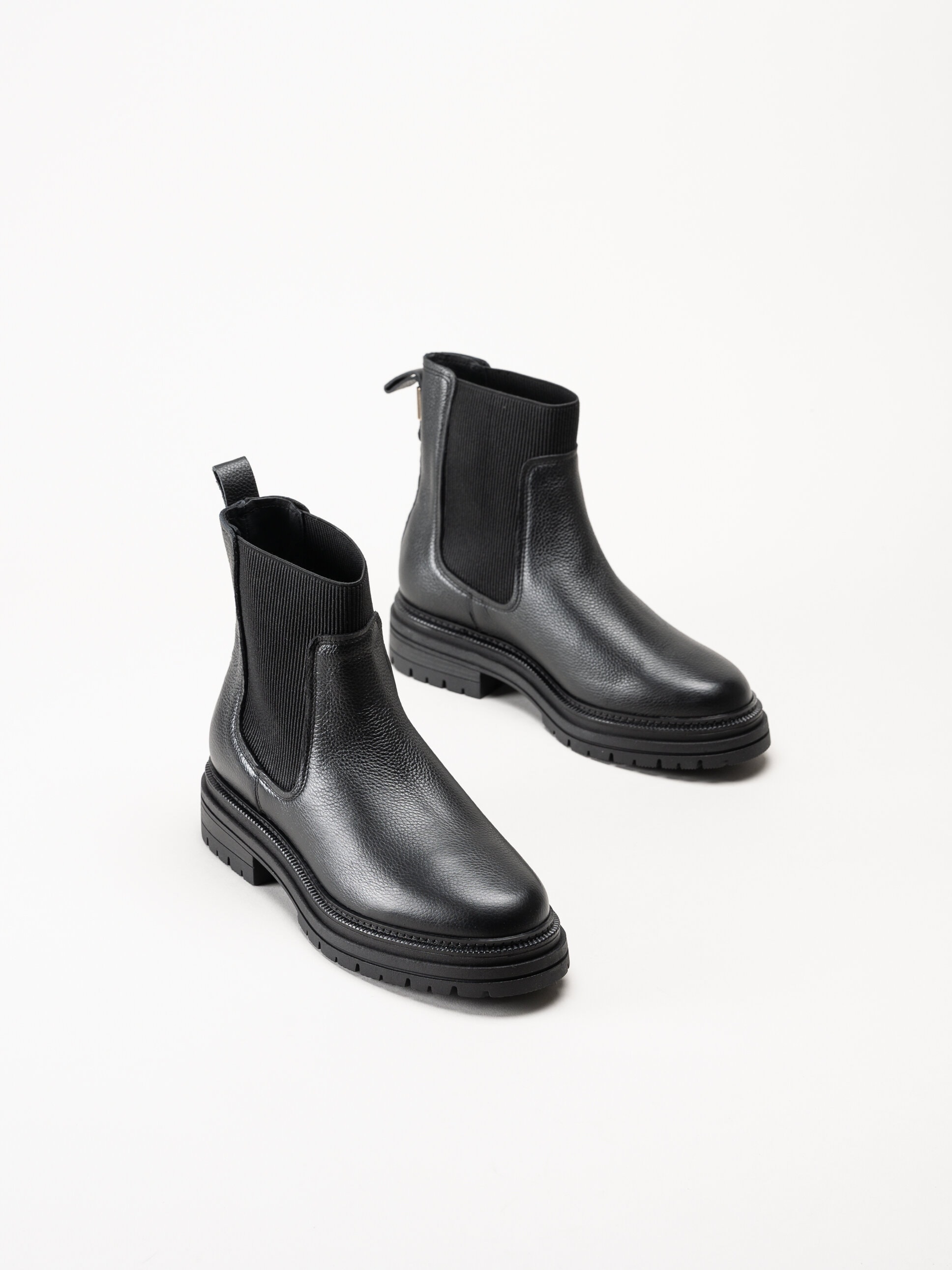 Tommy Hilfiger - TH PLAQUE PEBBLE CHELSEA WARM - Svarta chelsea boots i skinn