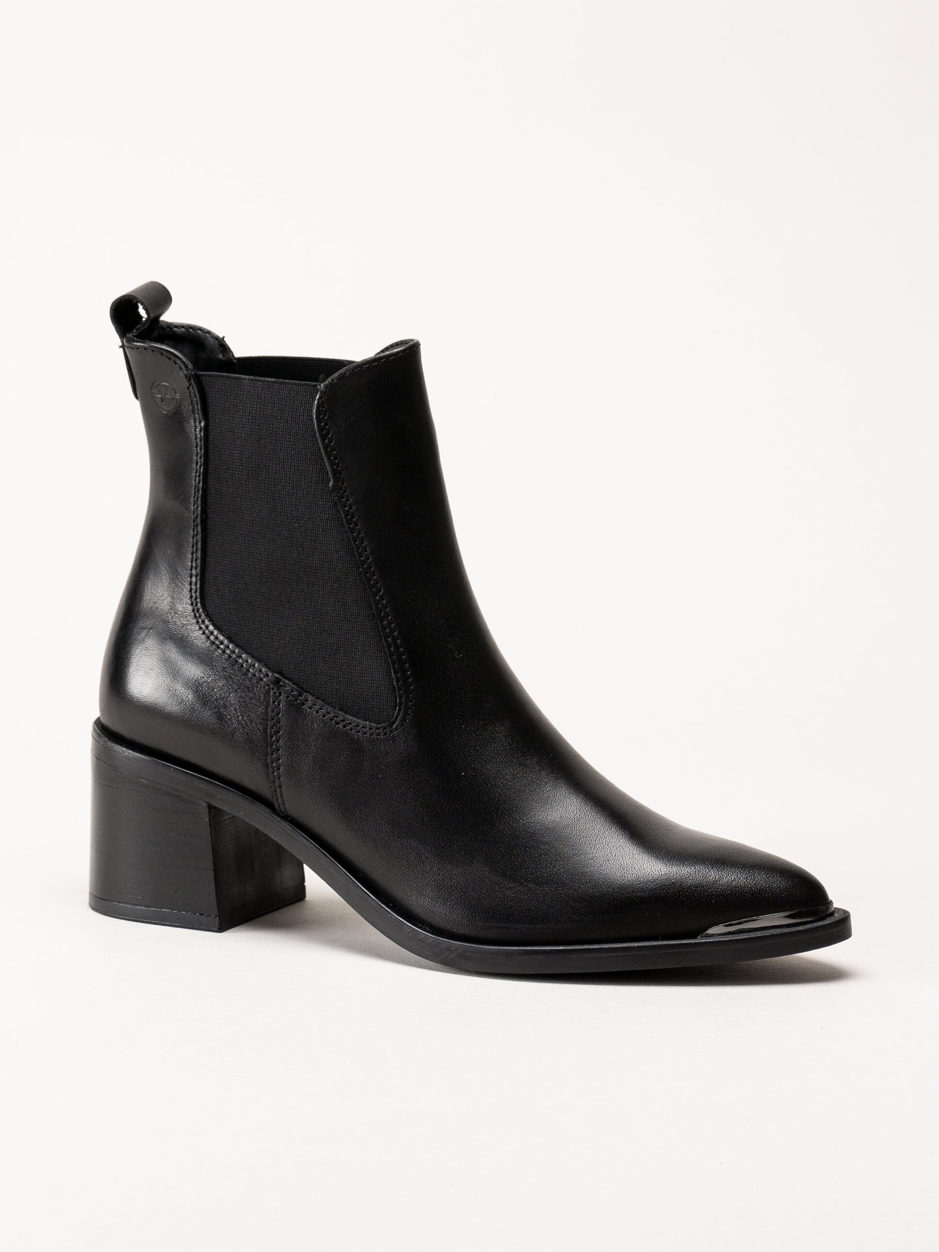 Tamaris - Svarta chelsea boots i skinn