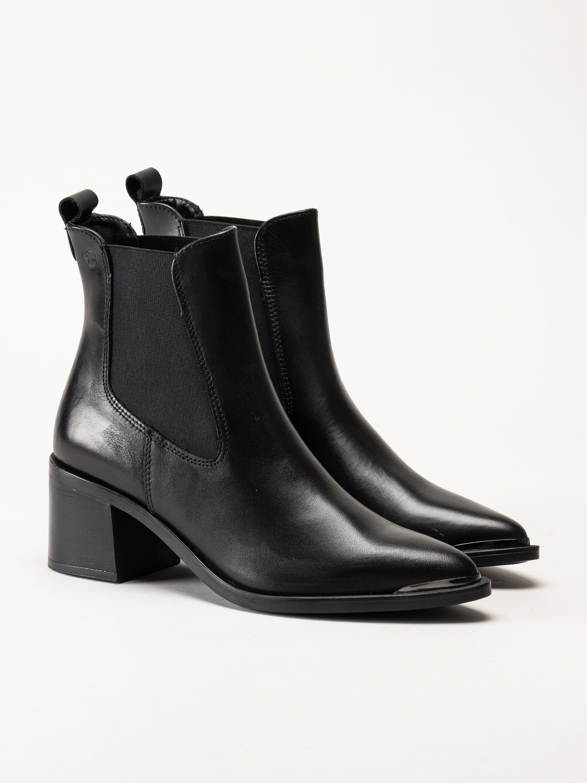Tamaris - Svarta chelsea boots i skinn