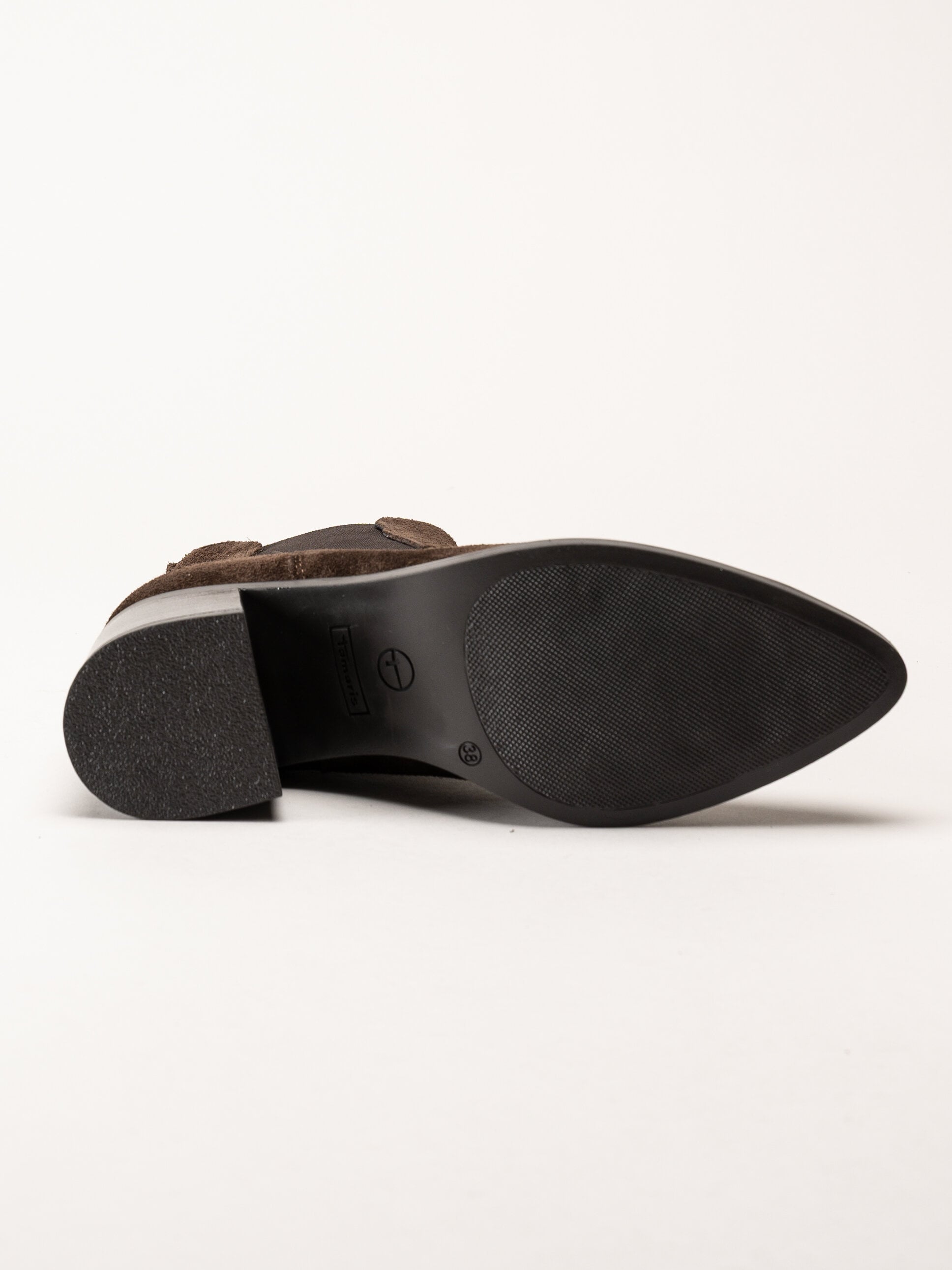 Tamaris - Mörkbruna chelsea boots i mocka