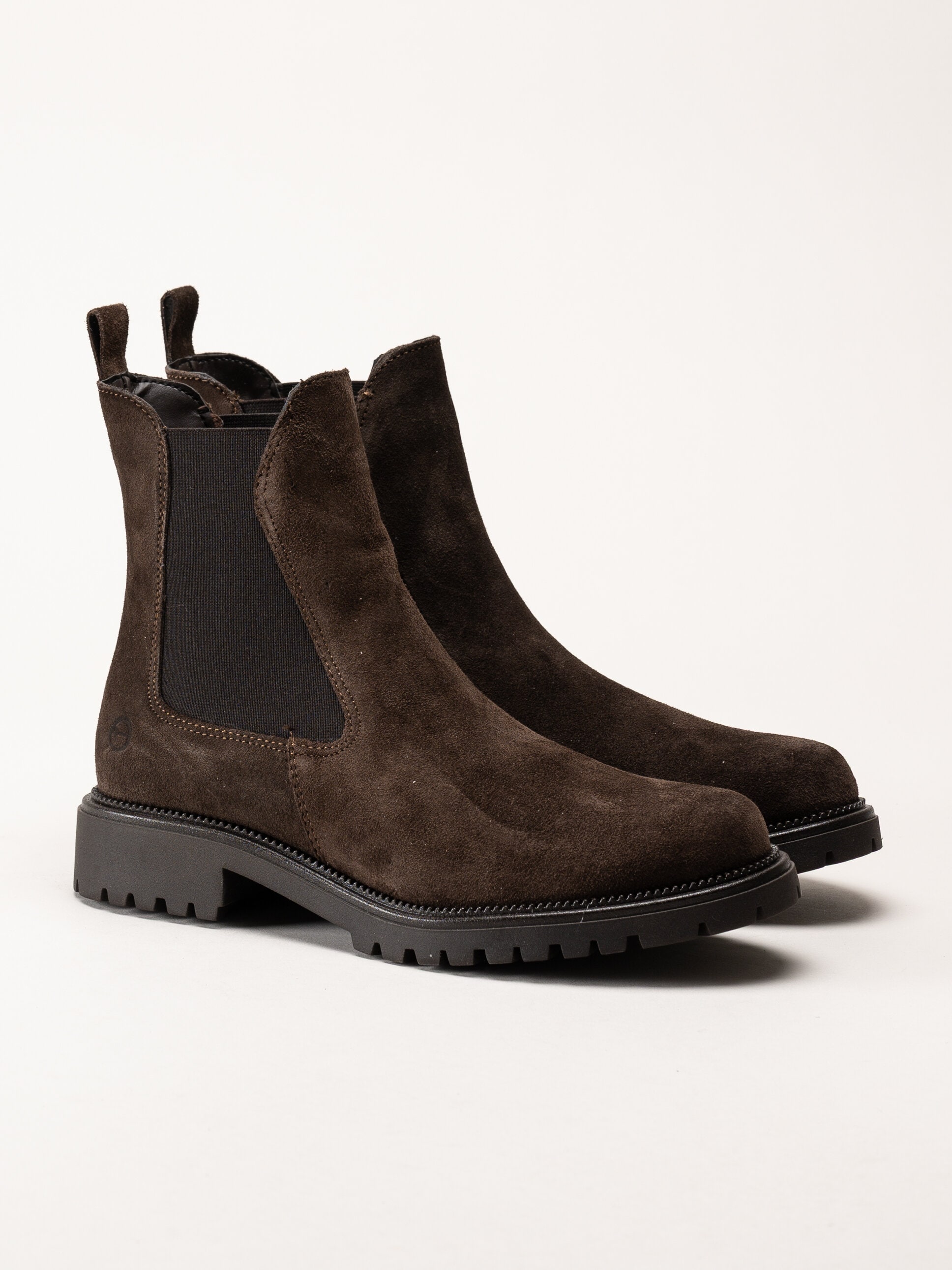 Tamaris - Mörkbruna chelsea boots i mocka