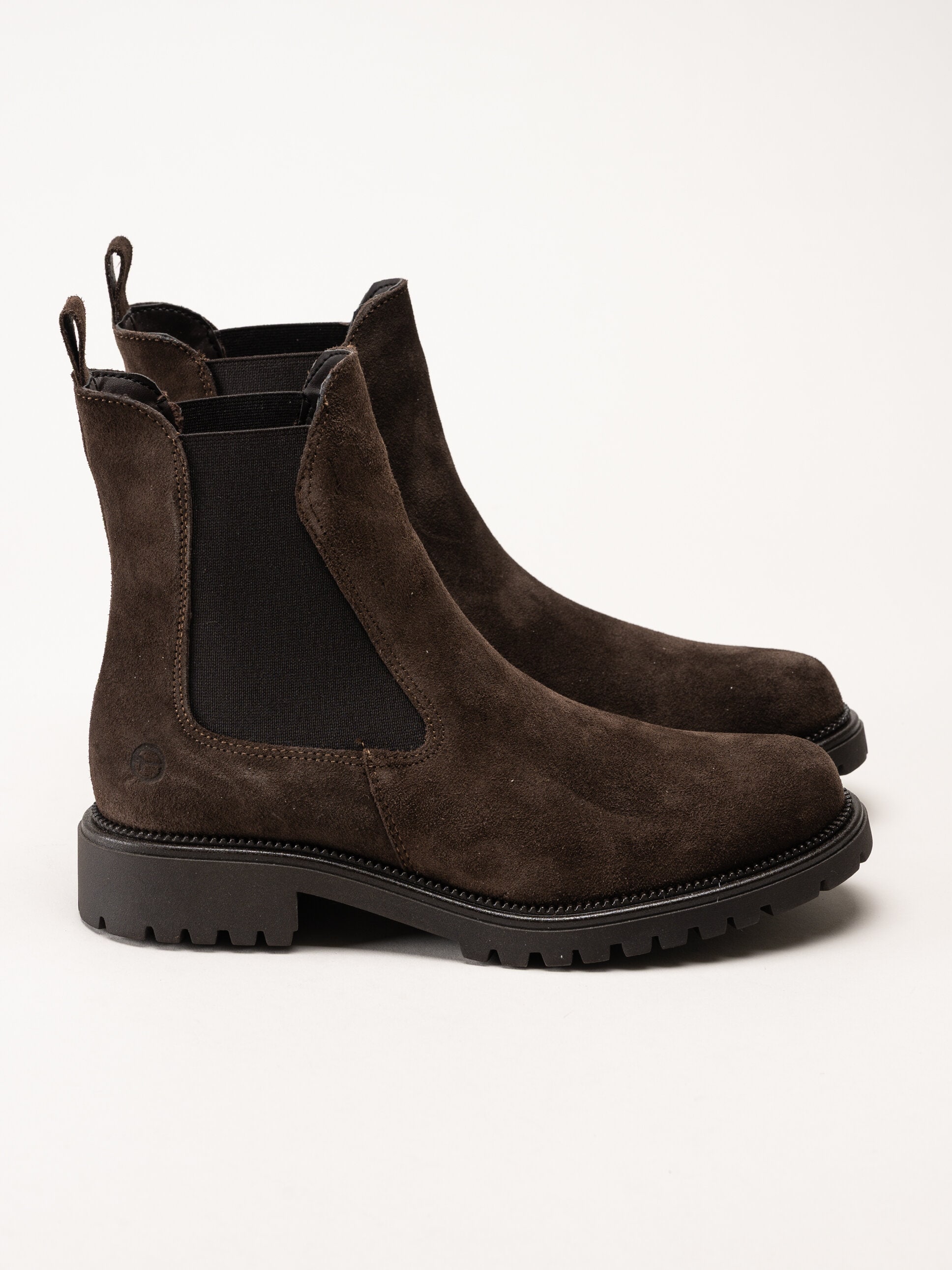 Tamaris - Mörkbruna chelsea boots i mocka