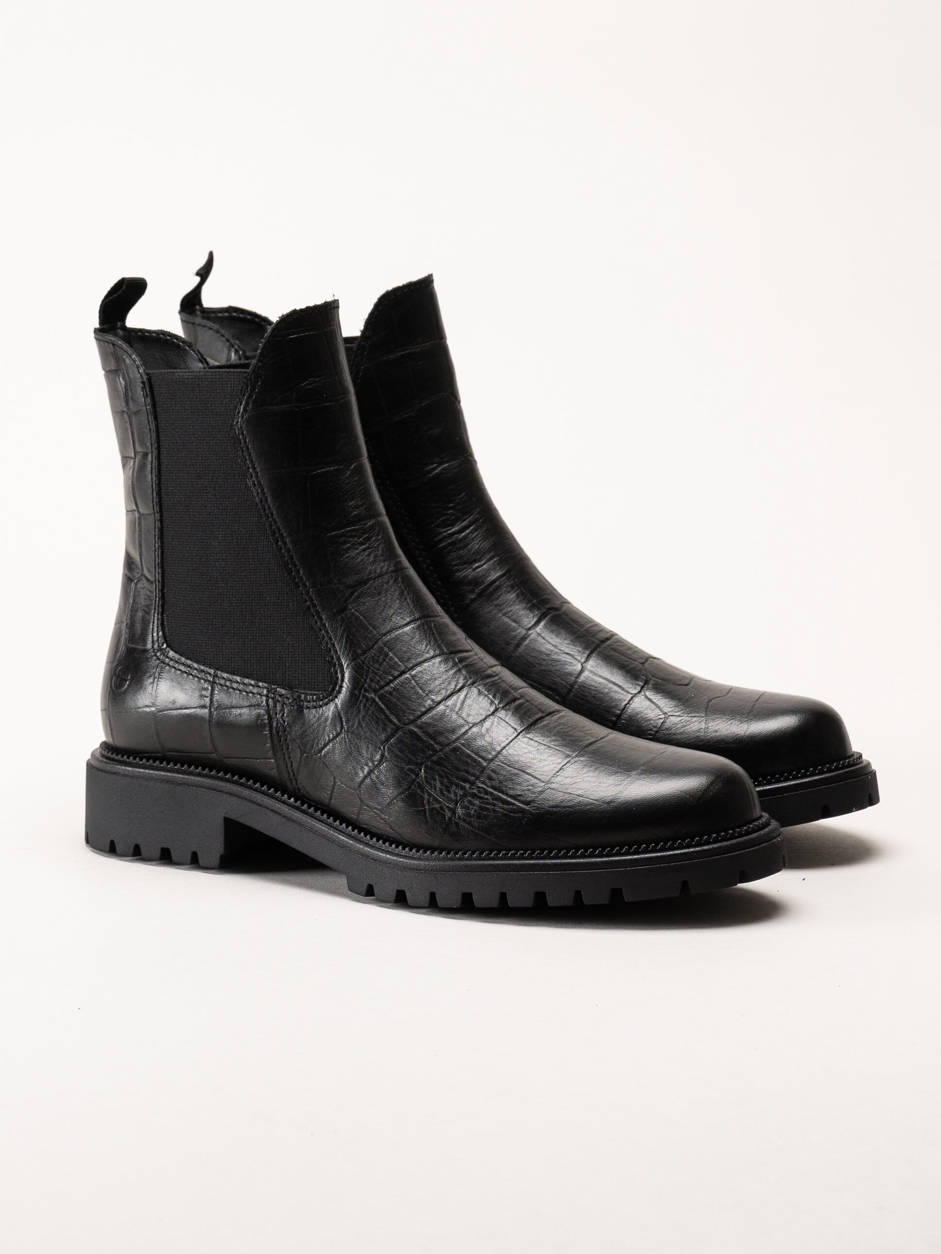 Tamaris - Svarta chelsea boots i skinn