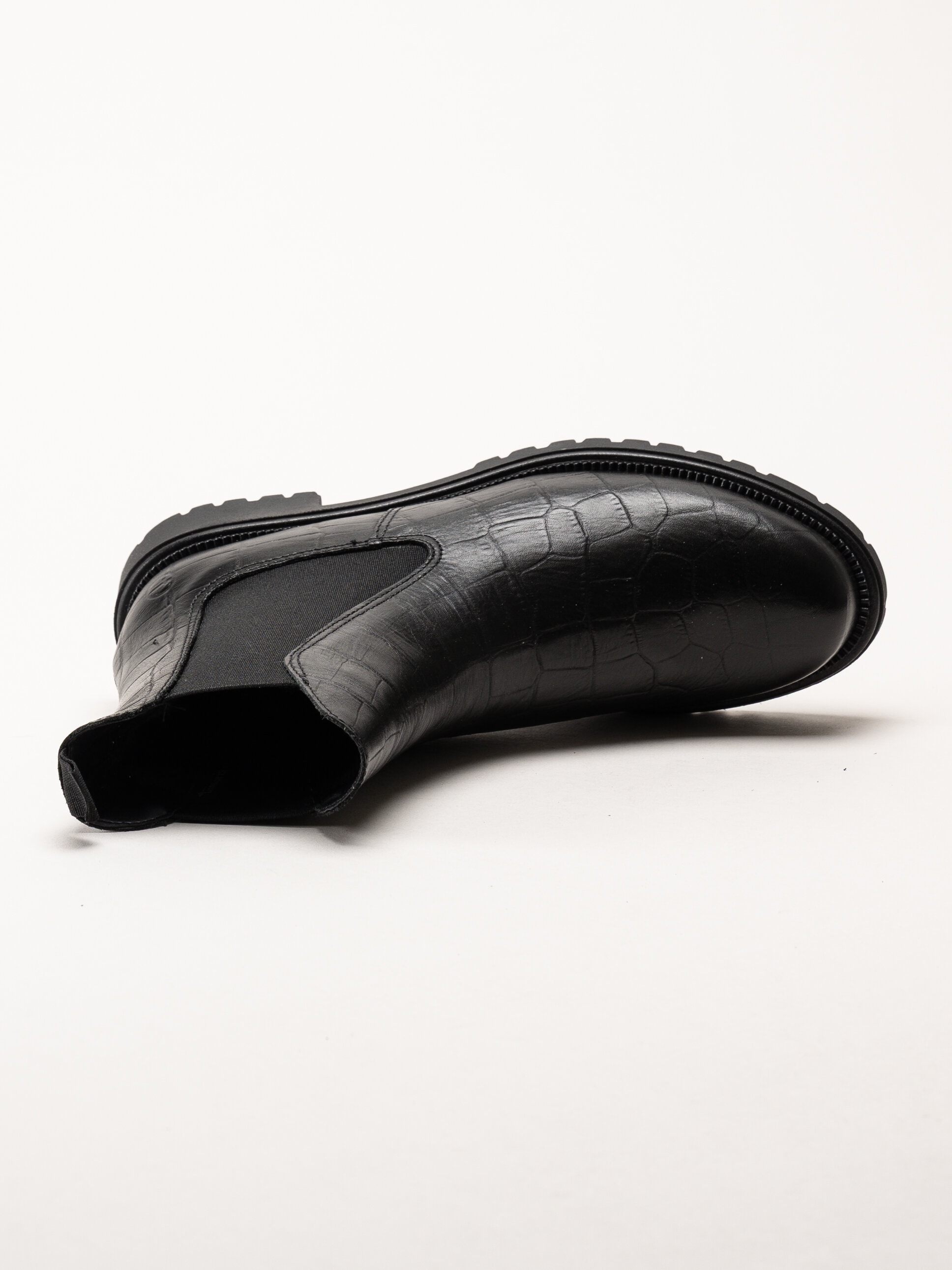 Tamaris - Svarta chelsea boots i skinn