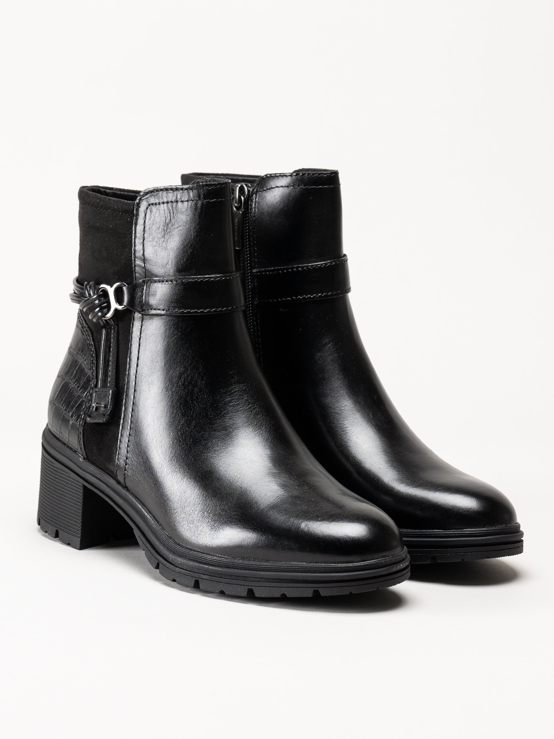 Tamaris - Svarta boots i skinn