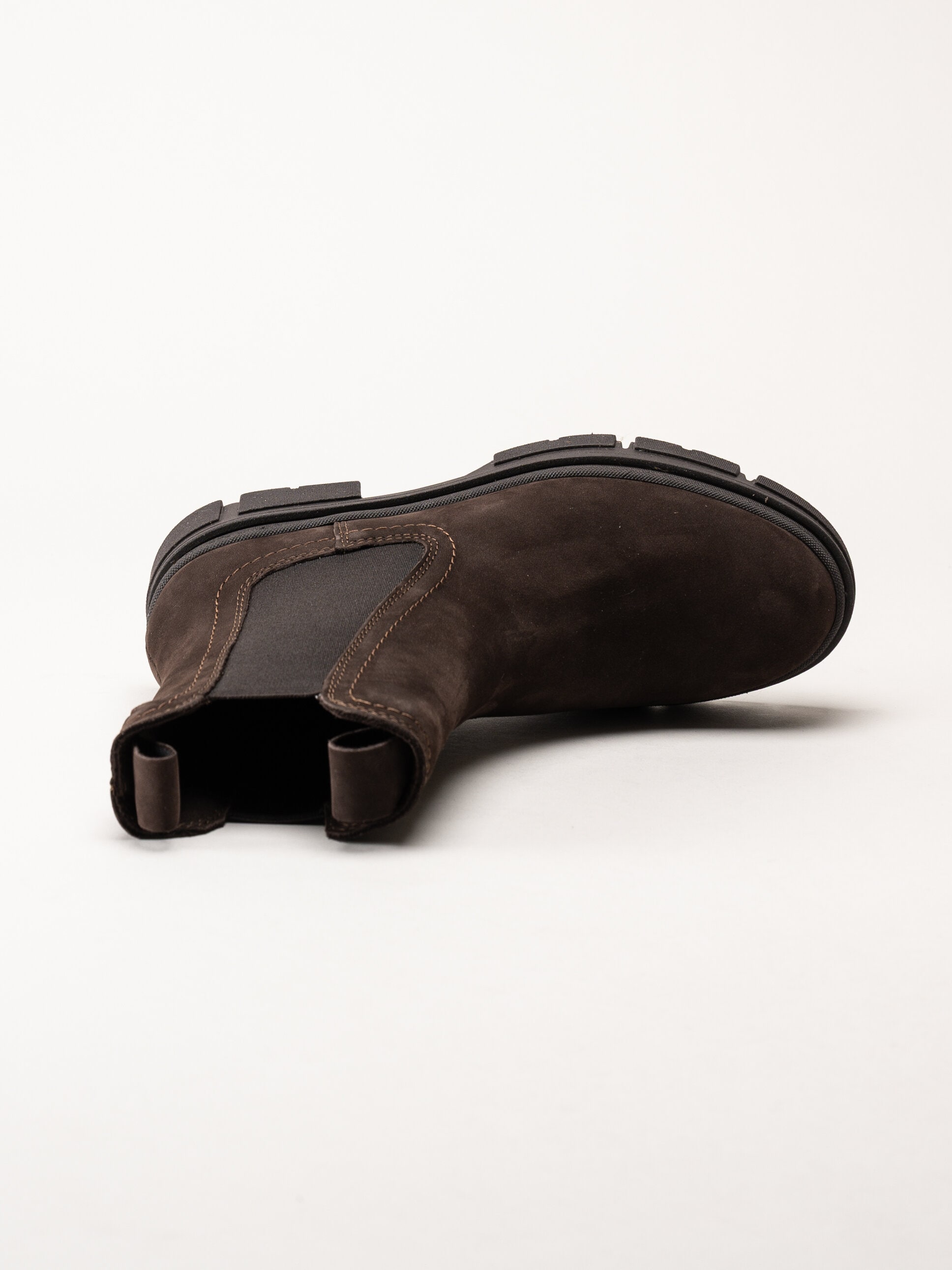 Tamaris - Mörkbruna chelsea boots i nubuck