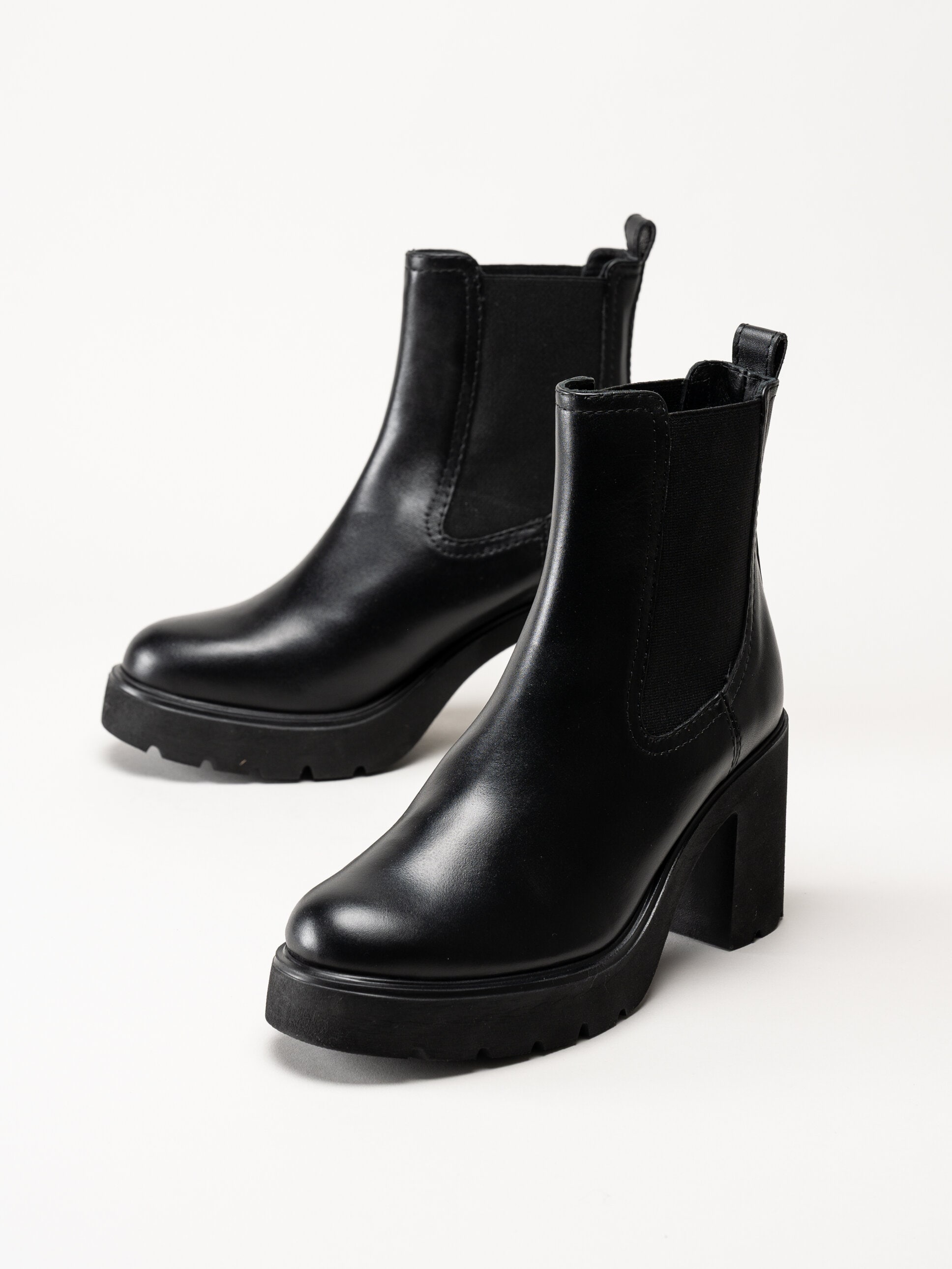 Unisa - KLINO_F25_STT - Svarta högklackade boots i skinn