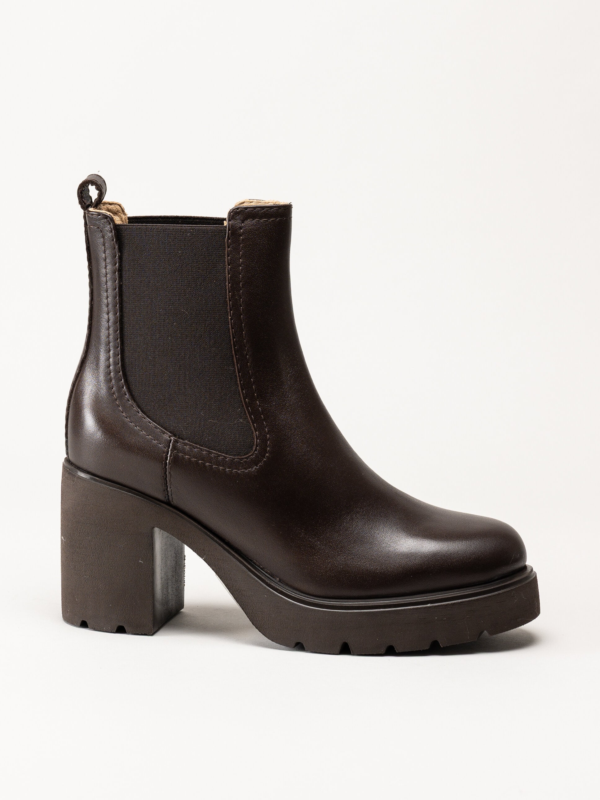 Unisa - KLINO_F25_STT - Mörkbruna högklackade boots i skinn