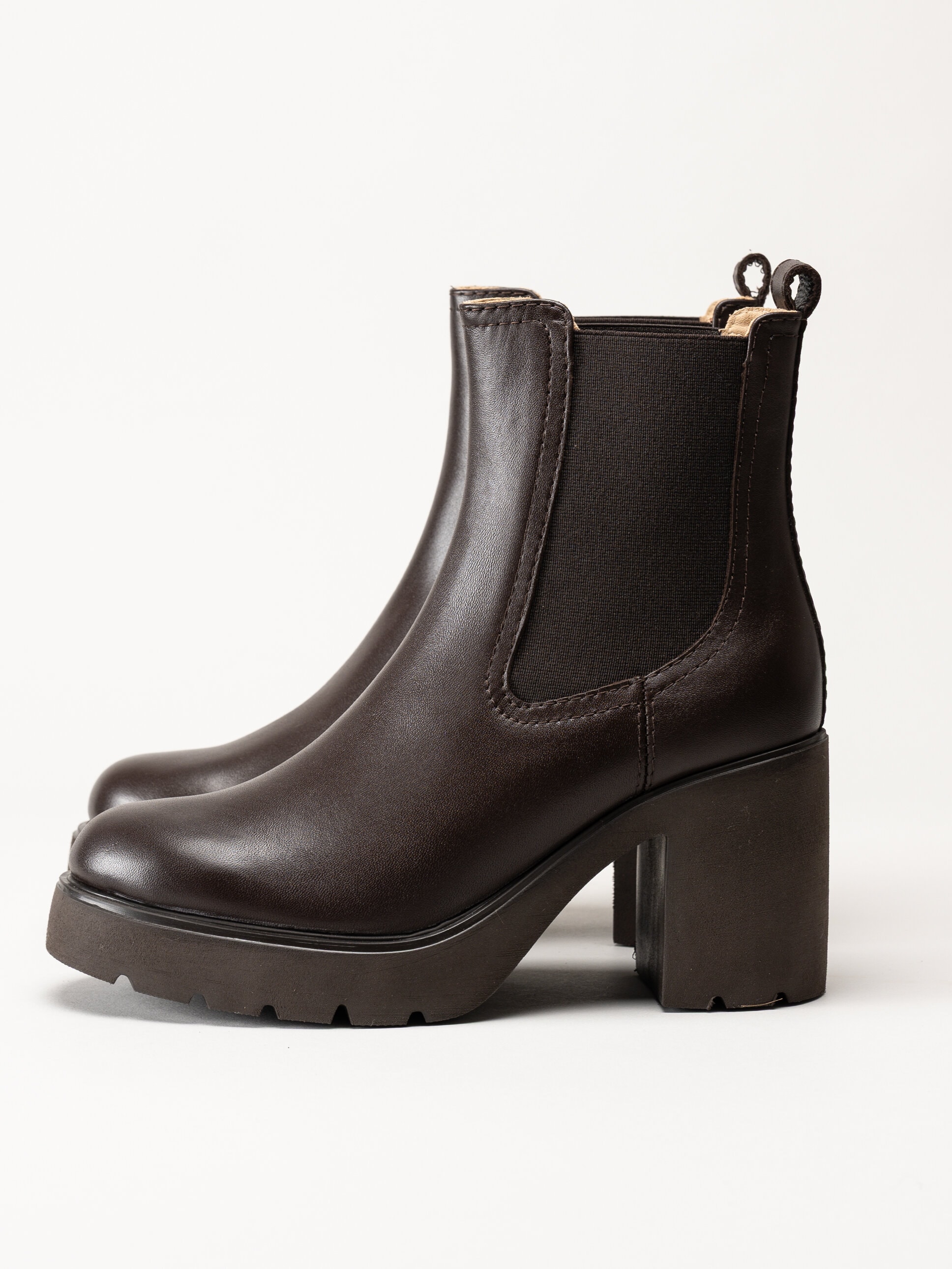 Unisa - KLINO_F25_STT - Mörkbruna högklackade boots i skinn