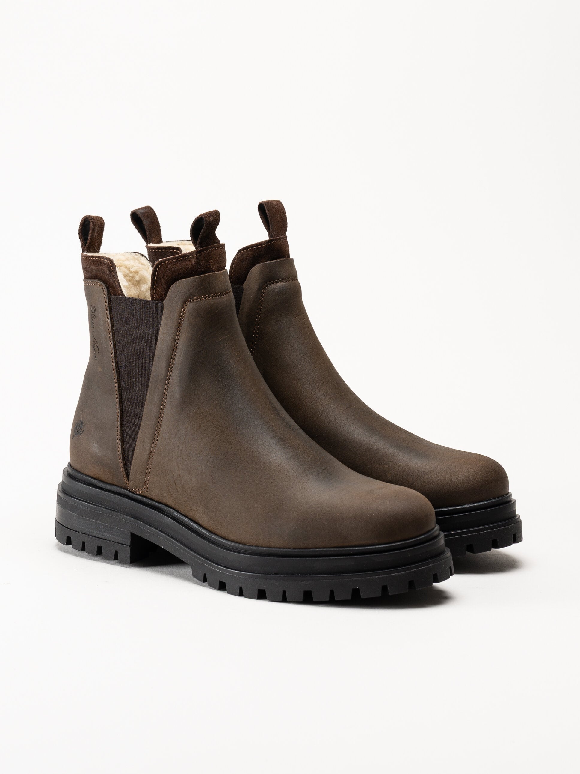 Rosa Negra - Bruna fodrade chelsea boots i oljad nubuck
