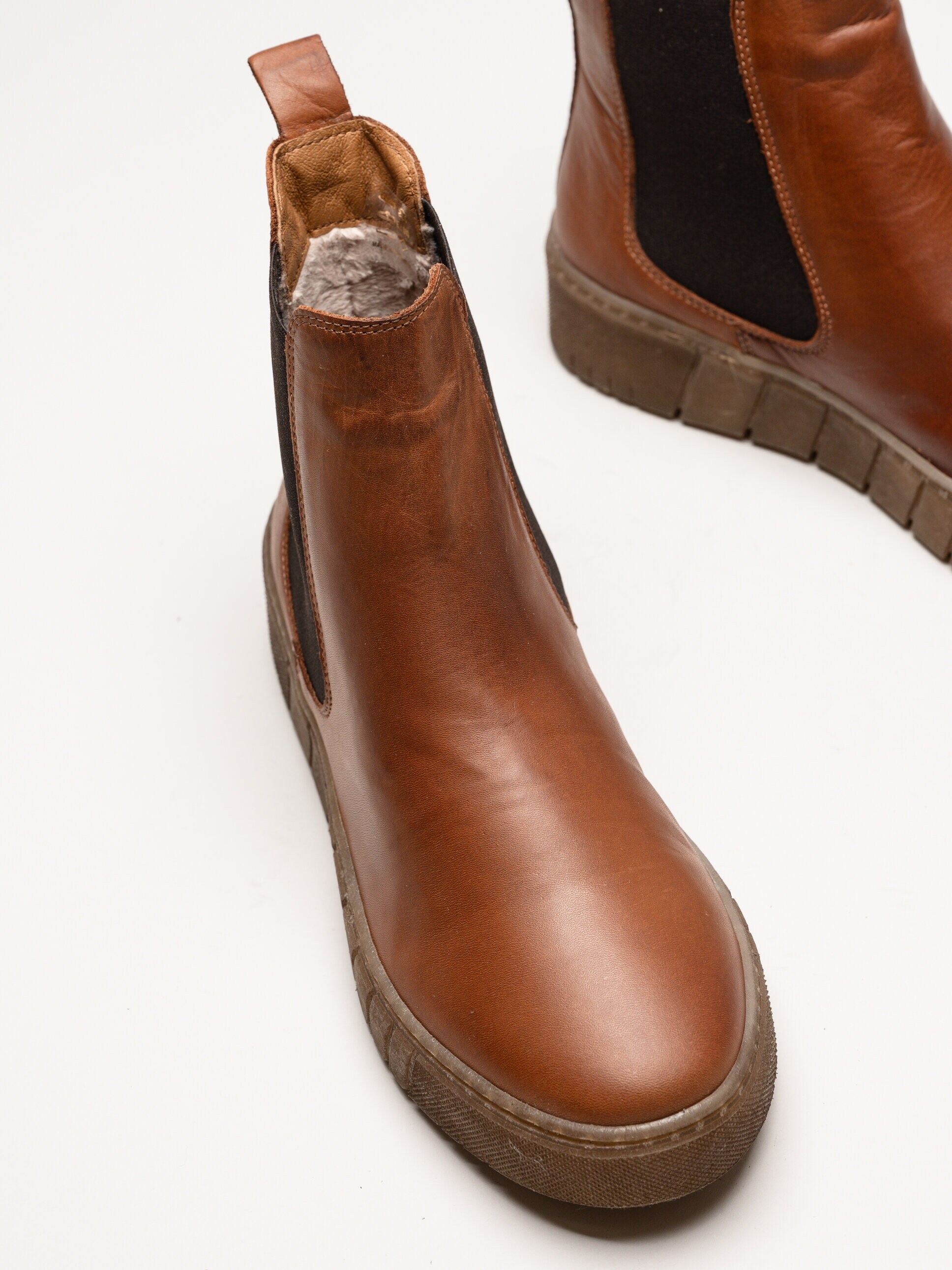 Rosa Negra - Bruna fodrade chelsea boots i skinn