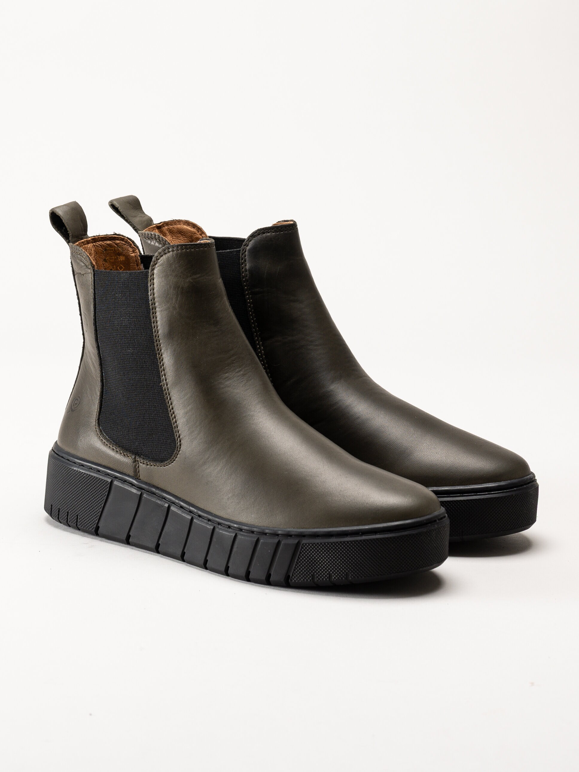 Rosa Negra - Gröna fodrade chelsea boots i skinn