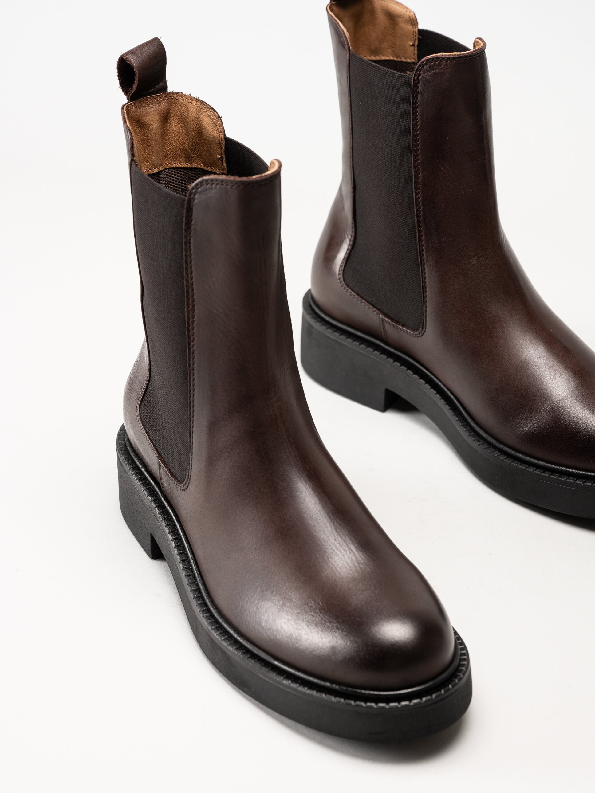 Rosa Negra - Mörkbruna chelsea boots i skinn