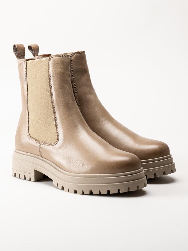 Rosa Negra - Beige chelsea boots i skinn