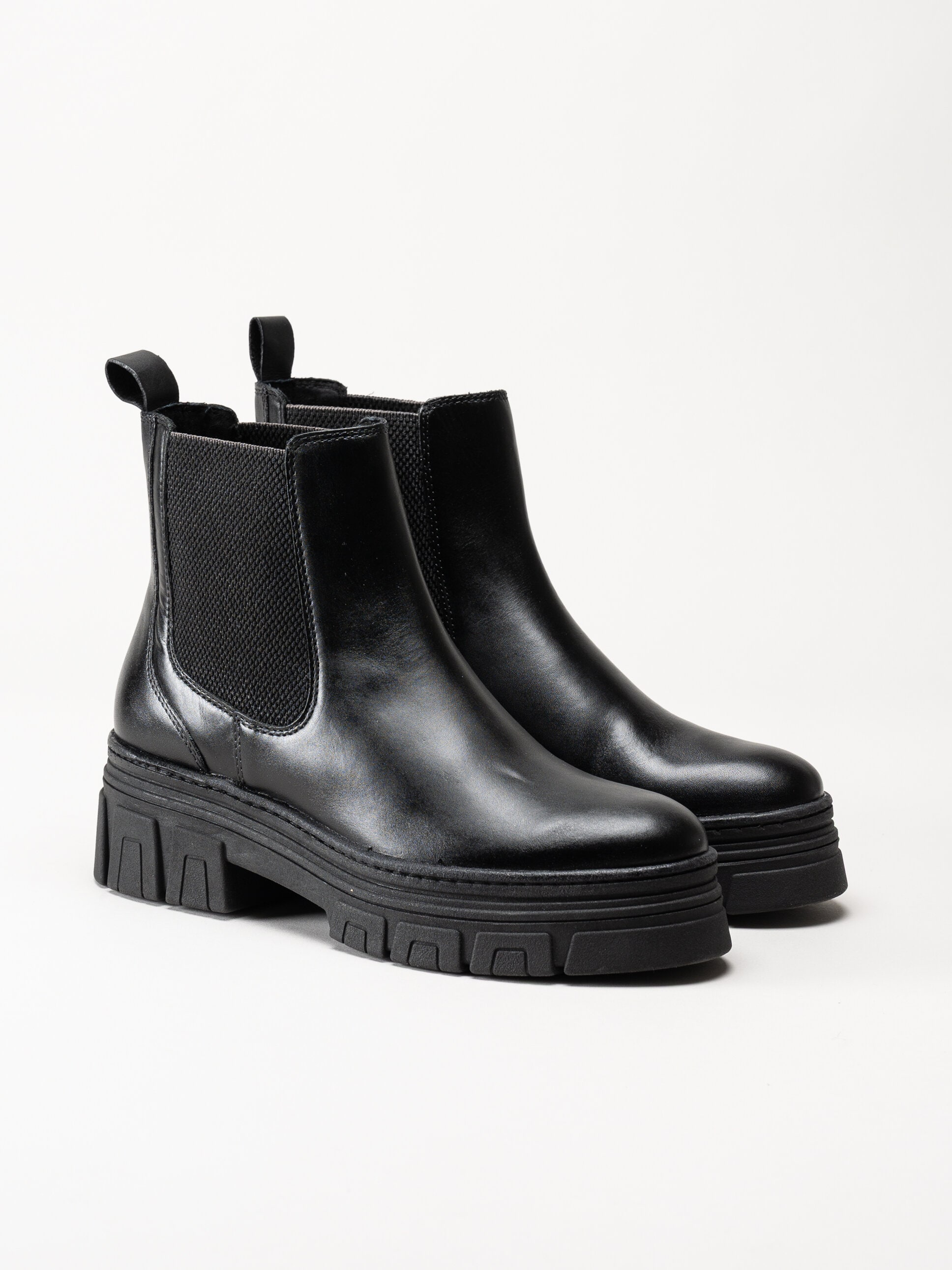 Marco Tozzi - Svarta chelsea boots i skinn