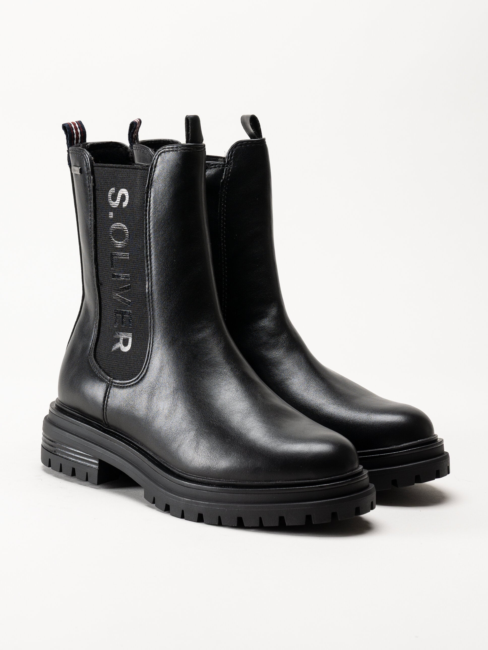 S.Oliver - Svarta boots i skinnimitation