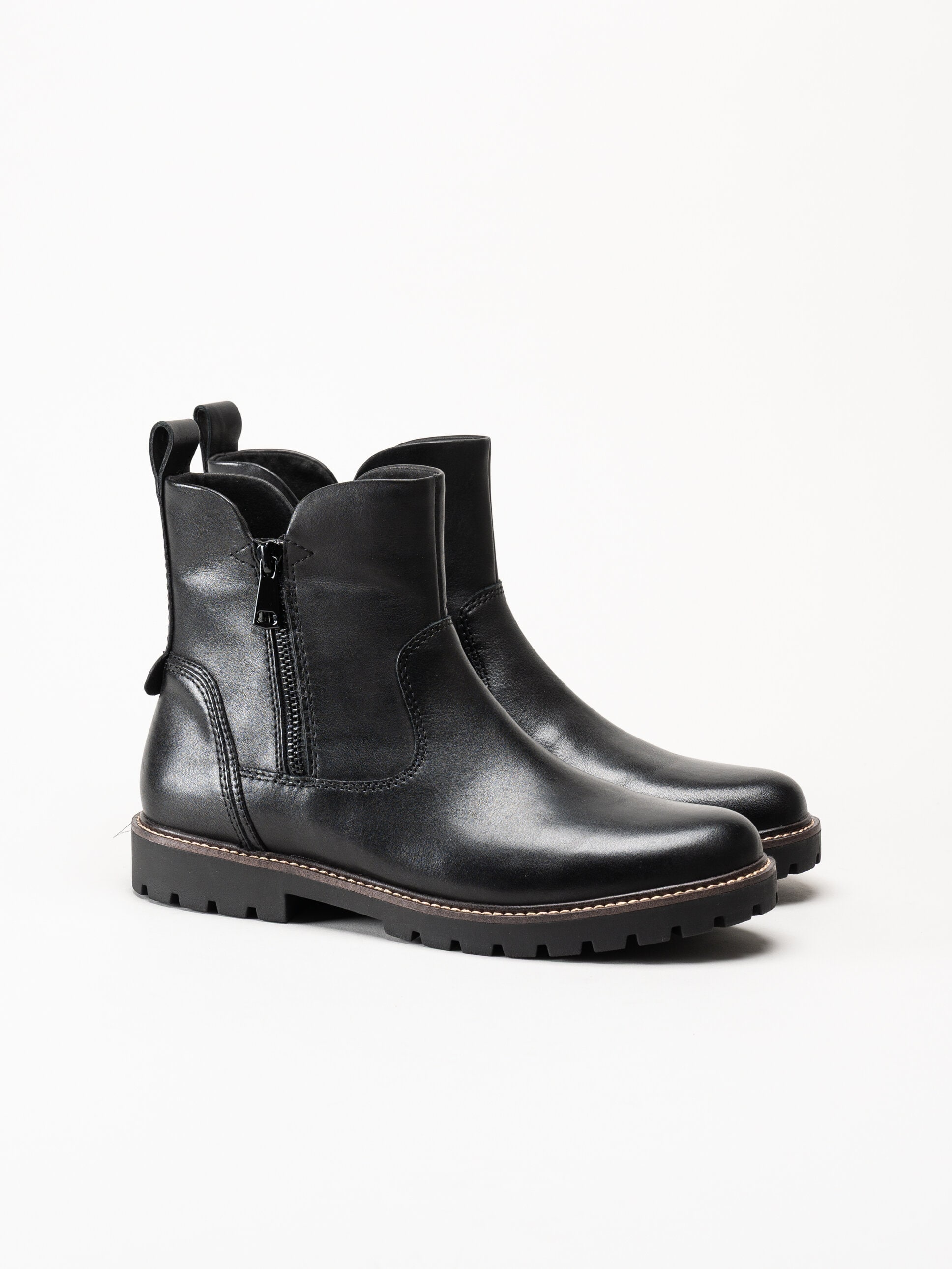 Caprice - Svarta varmfodrade boots i skinn