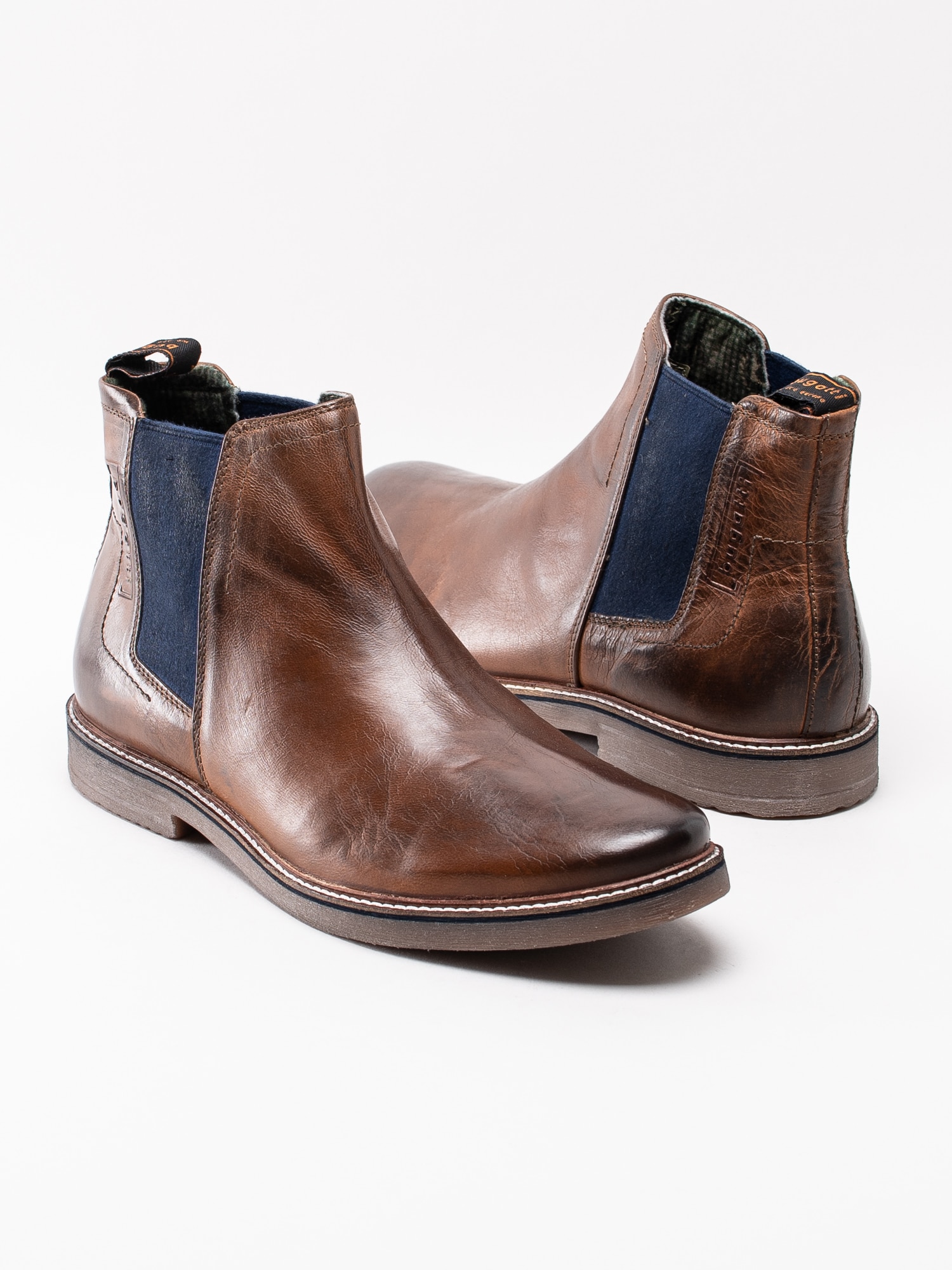 11193001 Bugatti Vando 311-60930-3000 mörkbruna chelsea boots med blå resår-6