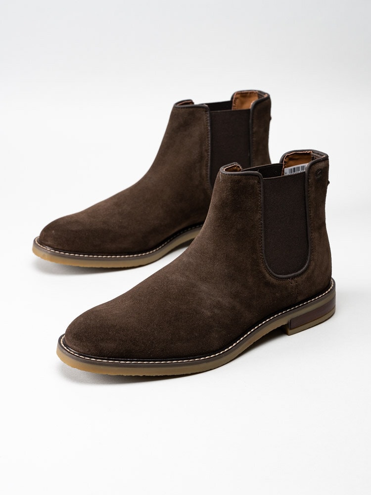 Clarks - Jaxen Chelsea - Mörkbruna chelsea boots i mocka