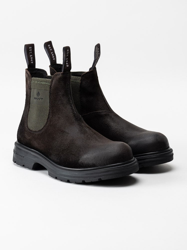 Gant Footwear - Gretty - Mörkbruna chelsea boots i oljad mocka