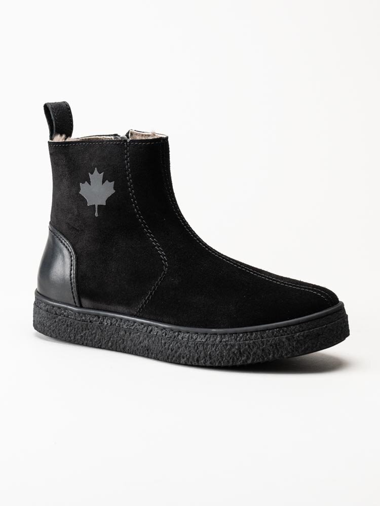 Canada Snow - Mount Verm - Svarta fårskinnsfodrade boots i mocka