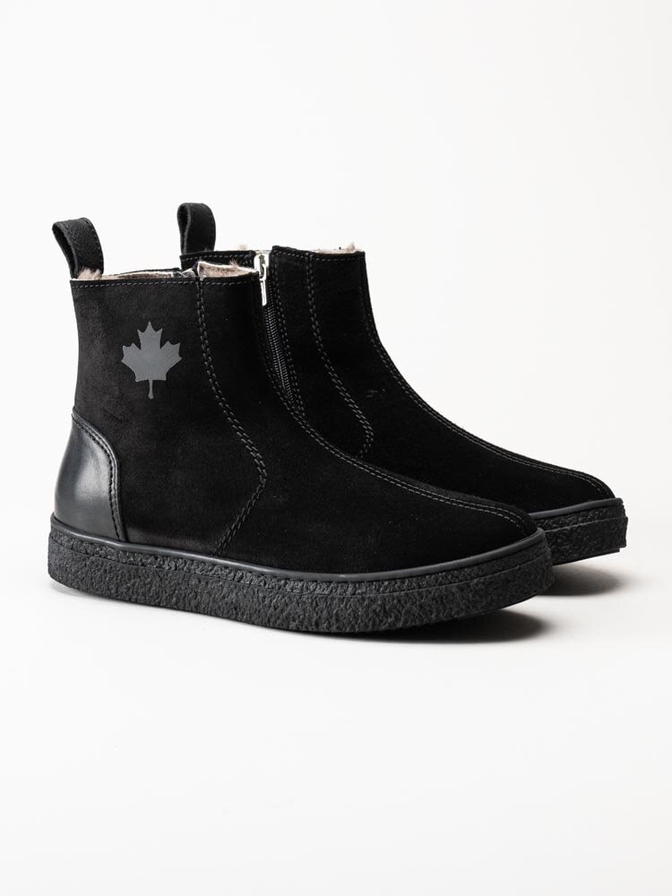 Canada Snow - Mount Verm - Svarta fårskinnsfodrade boots i mocka