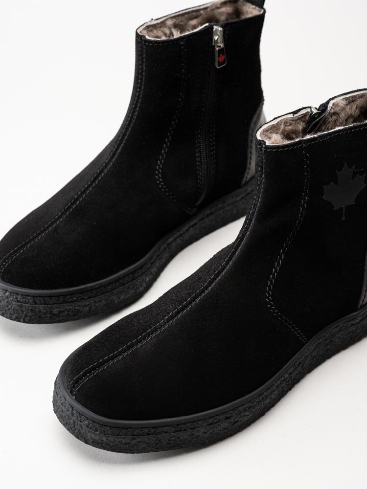 Canada Snow - Mount Verm - Svarta fårskinnsfodrade boots i mocka