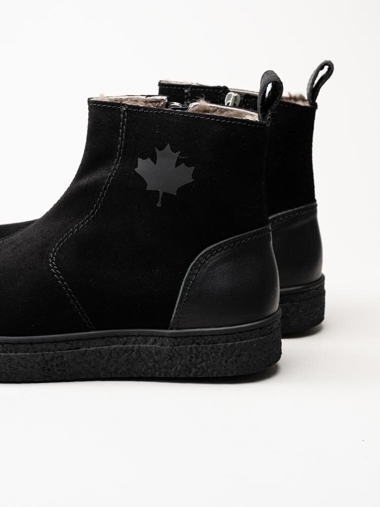Canada Snow - Mount Verm - Svarta fårskinnsfodrade boots i mocka